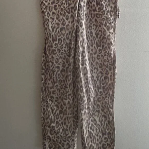 Urban Outfitters Camille Leopard Print Cheetah Cotton Zip Racerback Overalls NEW - Picture 8 of 16